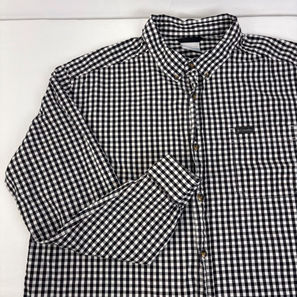 Columbia Mens Rapid Rivers ll Gingham Check Button Down Shirt Black White‎  XL